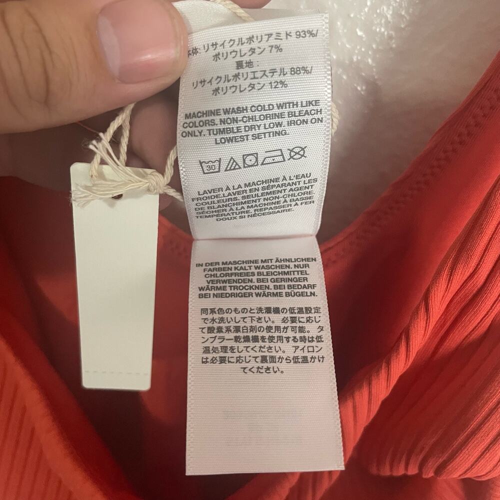 Madewell Ribbed One-Piece Swimsuit in Coral Orange - Picture 5 of 8